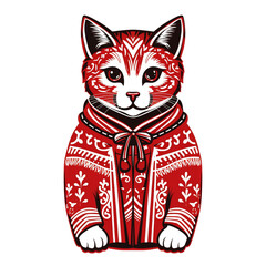 cat with a christmas outfit design graphic created with Generative Ai