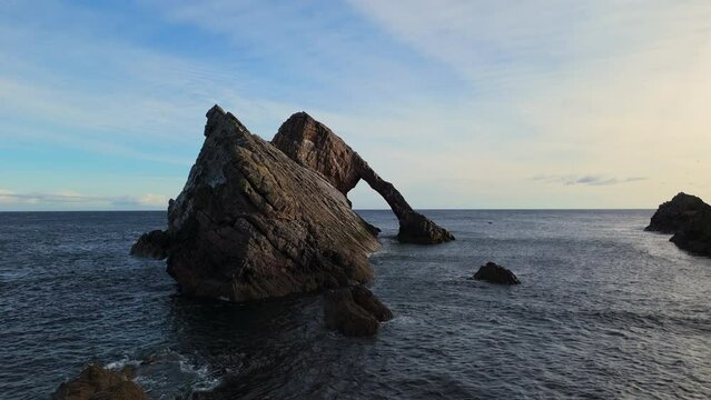 Bow fiddle rock Portknockie Scotland aerial view