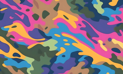 Rainbow Camouflage Pattern Military Colors Vector Style Camo Background Graphic Army Wall Art Design