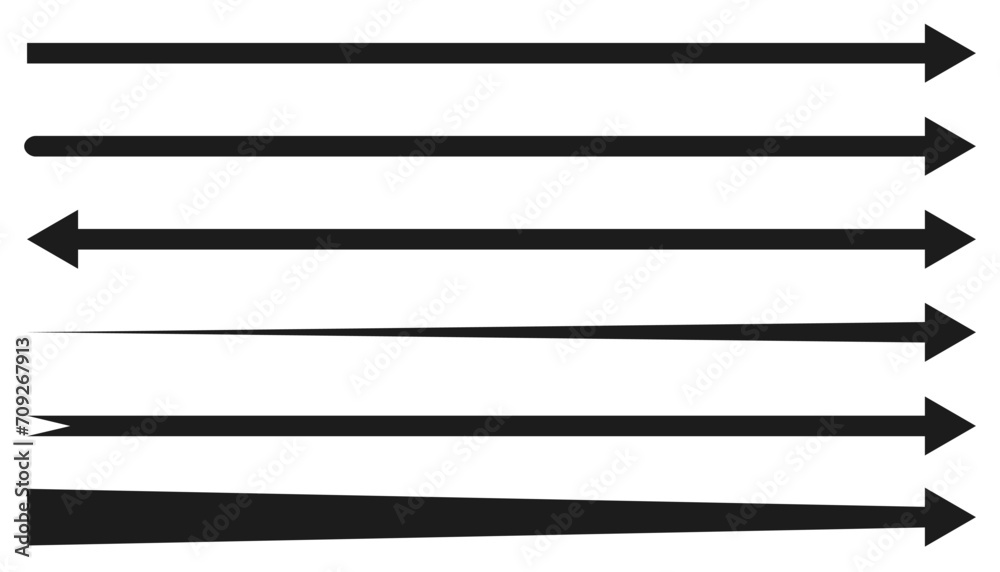 Poster Arrow long set, different horizontal arrows isolated - vector