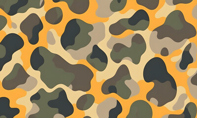 Retro Sunshine Camouflage Pattern Military Colors Vector Style Camo Background Graphic Army Wall Art Design
