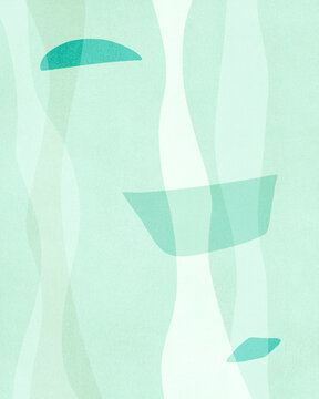 Pale green background with minimal abstract graphics