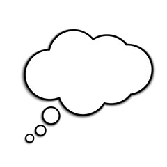 Thought bubble icon with shadow, empty speech bubble, chat sign, thought sign - vector