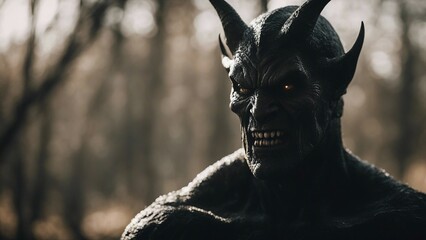 The demon man in an image of the monster on a black background 