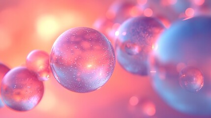 Macro view of soap bubbles on colorful background. 3D rendering.