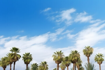 palm trees on the seashore. Beautiful topical beach. Neural network AI generated art