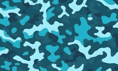 Aqua Camouflage Pattern Military Colors Vector Style Camo Background Graphic Army Wall Art Design