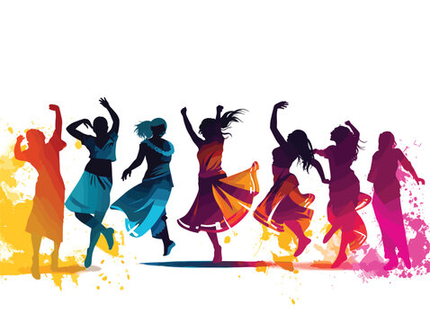 dancing people for holi vector