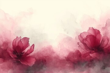 Watercolor delicate transparent peonies on a white background. Floral illustration for a postcard