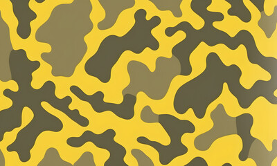 Yellow Camouflage Pattern Military Colors Vector Style Camo Background Graphic Army Wall Art Design