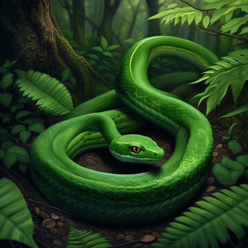 green snake illustration background
