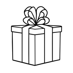 Simple icon and illustration gift box isolated on white, gift wrapping with ribbon