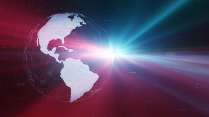 Digital Earth planet with futuristic space light illustration background.