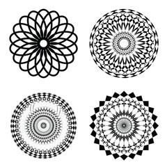 Silver color flower mandala set design