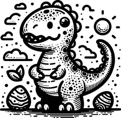 Doodle Dinosaur Cartoon icon