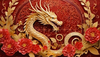 Fototapeta premium dragon gold zodiac sign