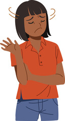 Black woman feeling unhappy and unsatisfied illsutration