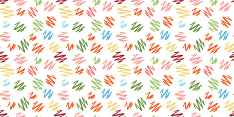 Seamless vector pattern abstract zig zag lines multicolored Perfect summer print children's fabrics Isolated background Bed linen Wrapping paper Typography design Tablecloths Scrapbooking Cardmaking