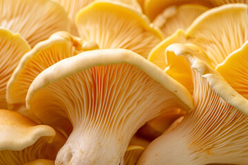Closeup view of fresh yellow oyster mushrooms