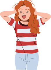 Stressed woman yelling illustration