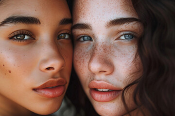 image of two beautiful young woman looking at camera