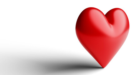 Glossy Red Heart on White Background. 3d Rendering (Illustration)