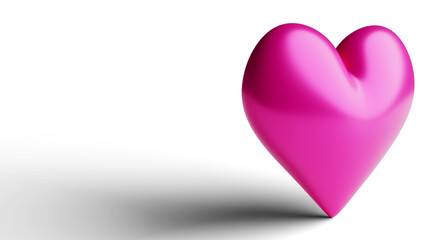 Vibrant Pink Heart on White Background. 3d Rendering (Illustration)