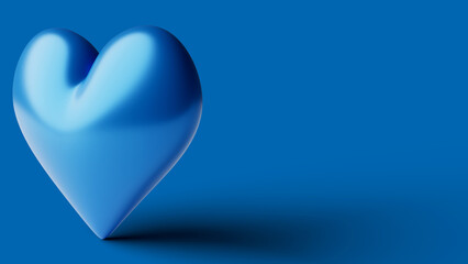 Glossy Blue Heart on Blue Background. 3d Rendering (Illustration)