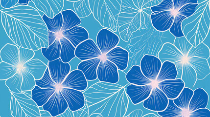 Blue vintage flowers pattern, Generative AI