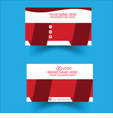 Red  modern creative business card and name card horizontal simple clean template vector design