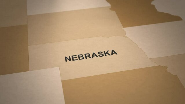 Old Paper Map of Nebraska