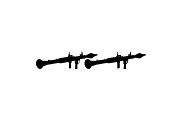 Silhouette of the Bazooka or Rocket Launcher Weapon, also known as Rocket Propelled Grenade or RPG, Flat Style, can use for Art Illustration, Pictogram, Website, Infographic or Graphic Design Element