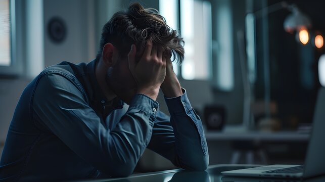 Un homme d&eacute;prim&eacute; fait un burn out