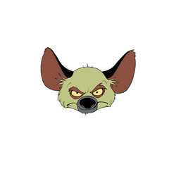 sad Hyena head isolated on White Background. Africa.