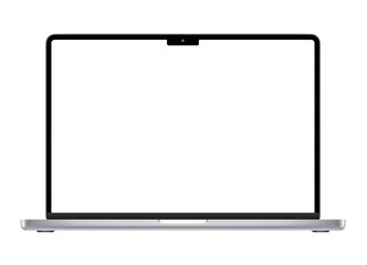 Mockup notebook with isolated screen. New laptop, computer, insulated on white background.