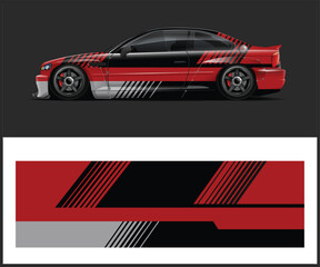 Racing car wrap design vector Graphic abstract stripe racing background kit designs for wrap vehicle