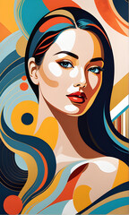 Empowered Artistry: Woman's Face with a Colorful Artistic Background. Celebrating Women's Day, Women Power, and Women Pride