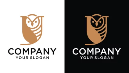 Papier Peint photo Dessins animés de hibou Simple and modern owl logo for company, business, community, team, etc. Cute bird symbol. Animal cartoon mascot. Wildlife. Owl vector sign. Owl icon.