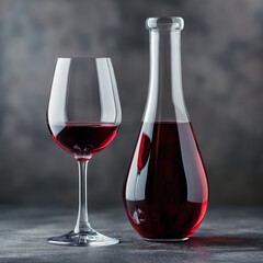 Rotwein in einer Karaffe und in einem Weinglas