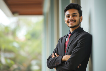 man dressed in suit smiling with arms folded