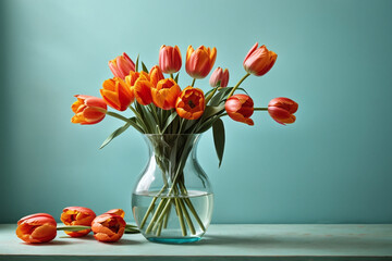 tulips in a vase on the table