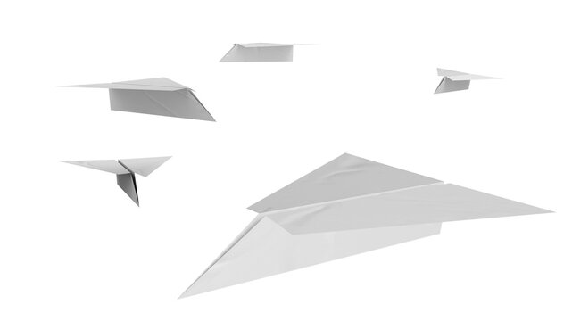 Airplane made with Paper. Paper folded into the shape of an airplane. 3D render. Origami.