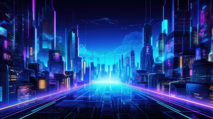 glowing neon futuristic background illustration digital cyber, modern abstract, electric vibrant glowing neon futuristic background