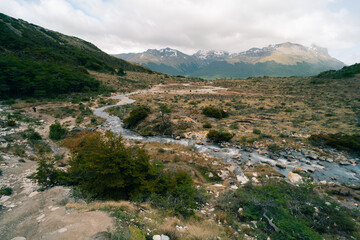 Naklejka na ściany i meble Trek to Laguna Esmeralda in southern Argentina close to Ushuaia in Patagonia - dec 2th 2023