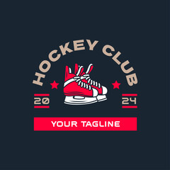 Hockey logo template. Hockey emblem shield. Hockey logos vector isolated