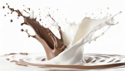 milk and chocolate splash smooth abstract shapes with clipping path , 3d rendering