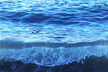 Beautiful Seascape. Turbulent the sea. Landscape. Powerful Ocean blue waves with white foam. Sea...