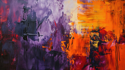 Vibrant Orange and Purple Abstract Canvas