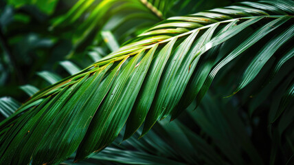 Tropical Green Palm Leaf Background