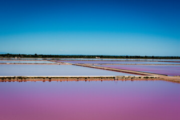 Geometrical pink salt pond near Arles, France - obrazy, fototapety, plakaty